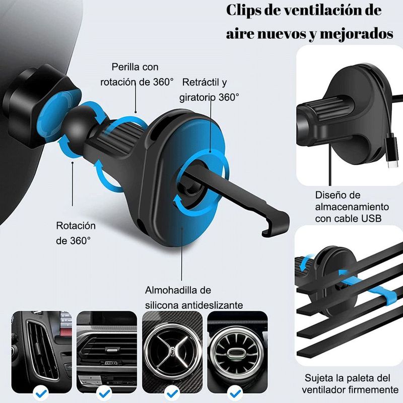Cargador inalámbrico de 15W, para teléfono,cargador inalámbrico multifuncional.HOGAWAY