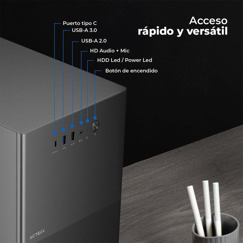 Gabinete acteck rex pro gi757 m-atx metal usb-c ac-944007