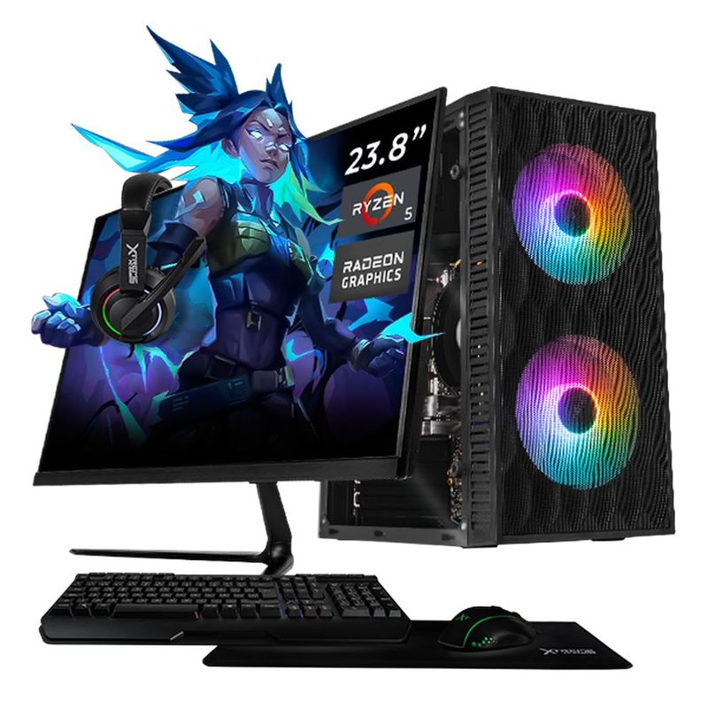 Xtreme pc vega 11 ryzen 5 16gb ssd 1tb monitor 23.8 wifi bk