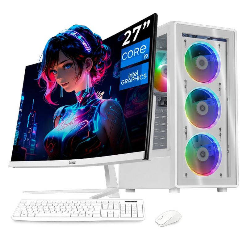 Xtreme pc gaming core i9 16gb ssd 500gb monitor 27 white