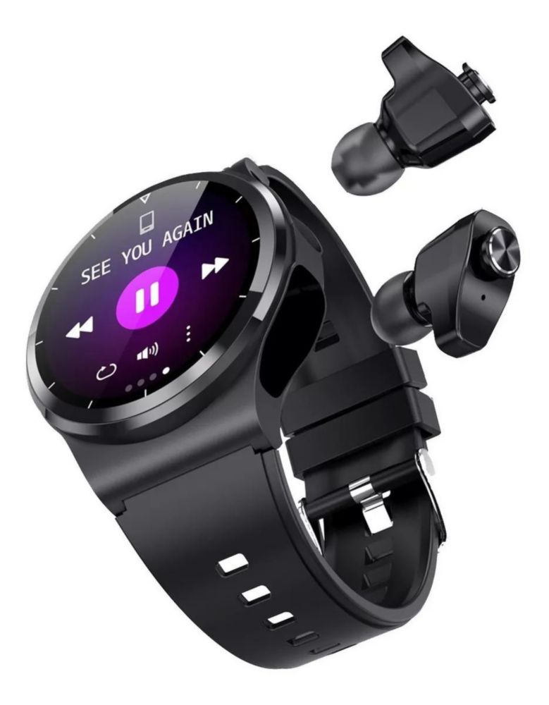 Smart Watch Gt69 Y Audífonos Tws Negro
