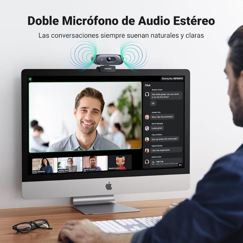 Cámara Web UGREEN 2K HD Autofocus Micrófono Dual PC
