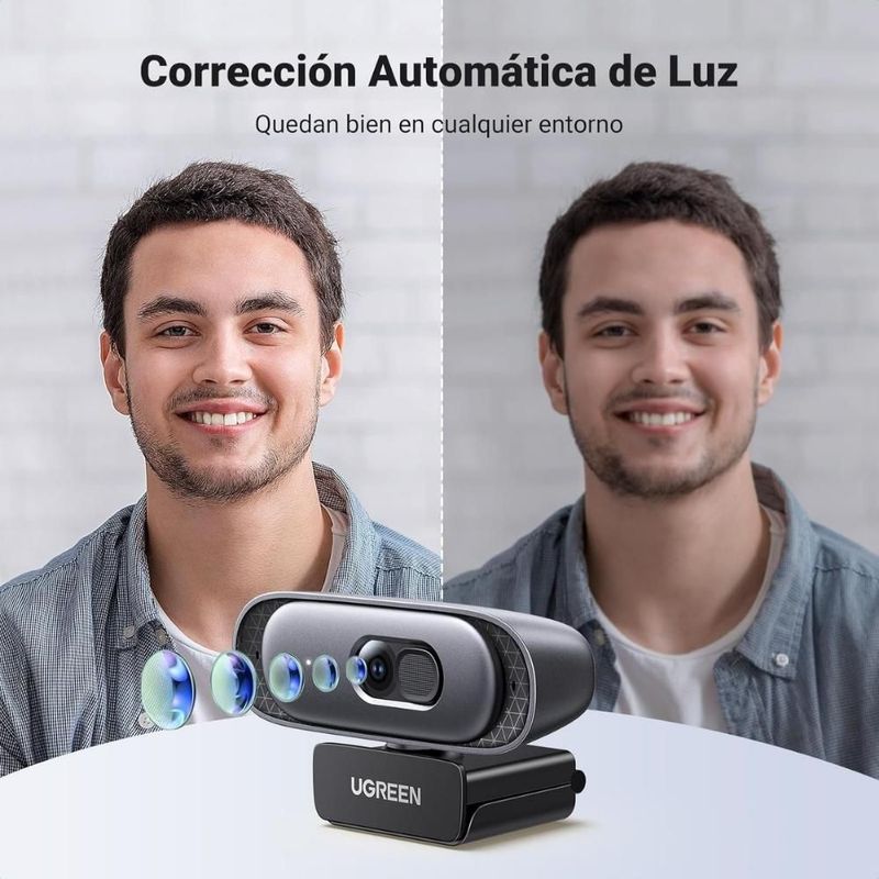 Cámara Web UGREEN 2K HD Autofocus Micrófono Dual PC