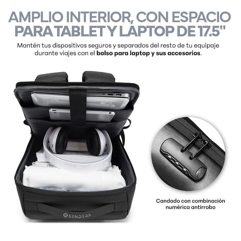 Mochila para Laptop 17.5” Antirrobo Impermeable para Viaje
