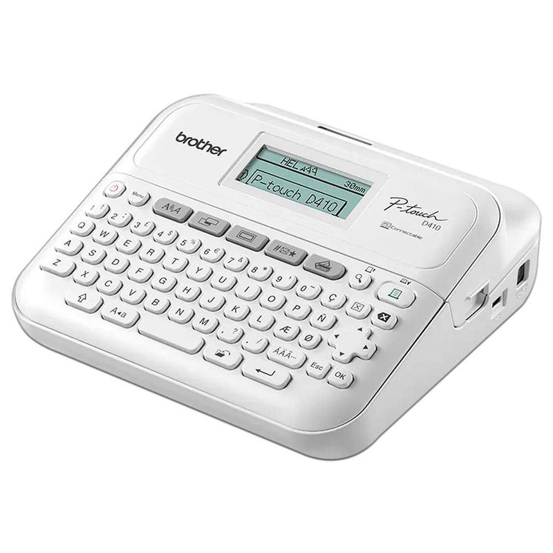 Rotuladora Portátil Brother PTD410, Soporta Cintas de 3.5 a 18mm. Incluye Adaptador de Corriente AC y 1 Cinta TZe Laminada.
