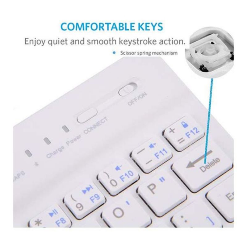 Teclado Inalámbrico Wireless Generico Bluetooth Color Blanco