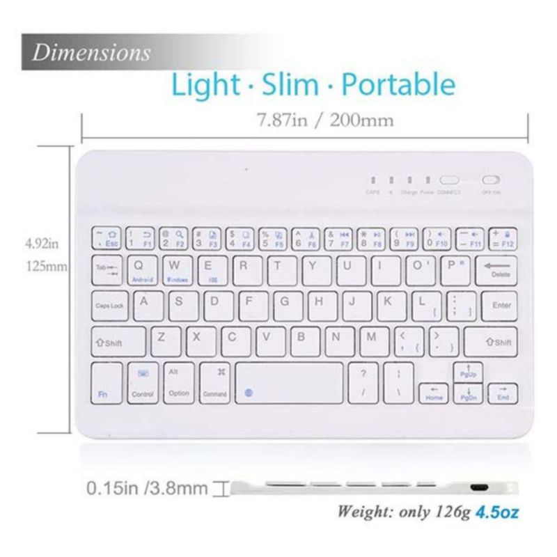 Teclado Inalámbrico Wireless Generico Bluetooth Color Blanco