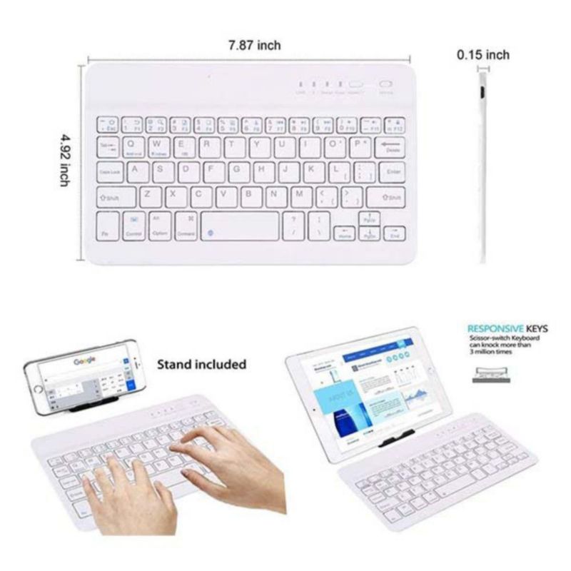 Teclado Inalámbrico Wireless Generico Bluetooth Color Blanco