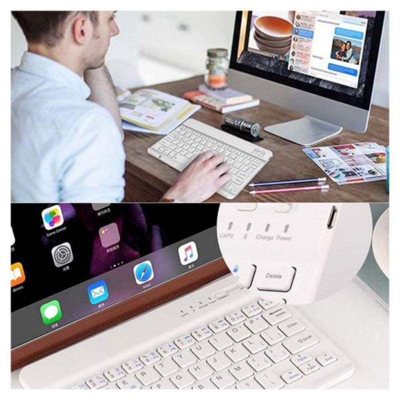 Teclado Inalámbrico Wireless Generico Bluetooth Color Blanco