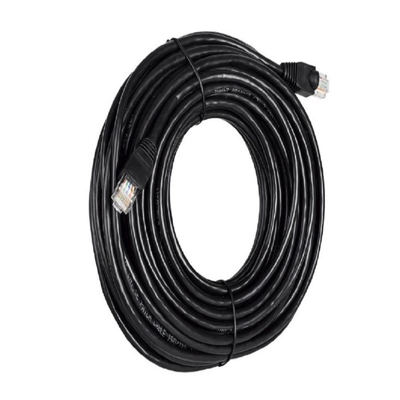 Cable De Red Utp Cat 6e De 30m Con Blindaje Para Exteriores Color Negro Para Transmision De Datos En Alta Velocidad