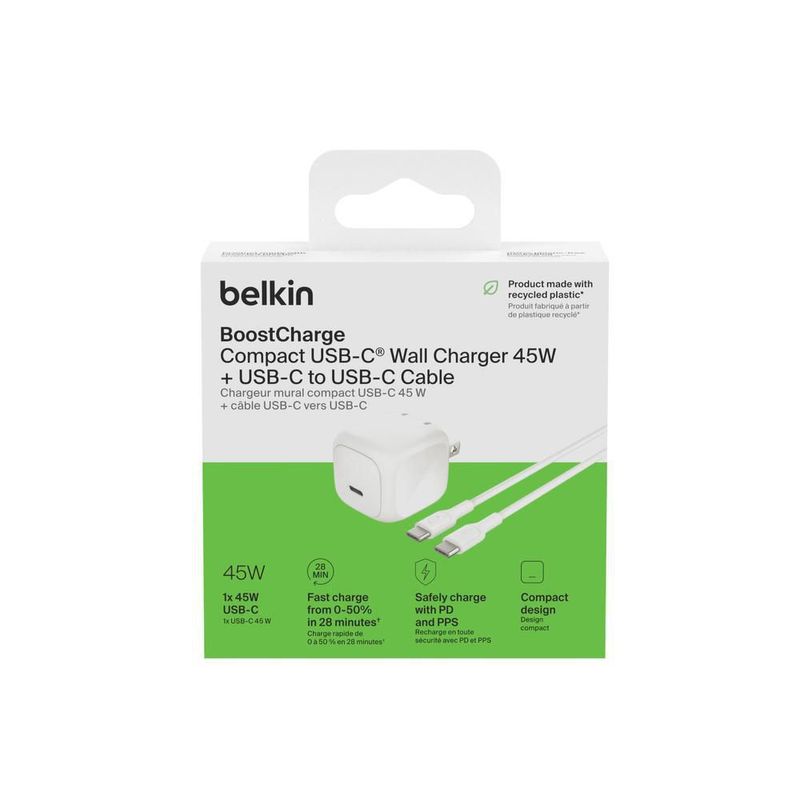 Belkin cargador pared 45w usb-c con cable
