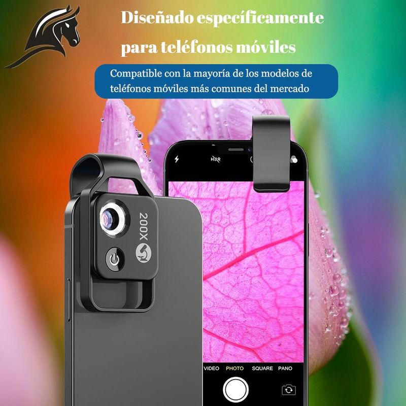 Microscopio para teléfono móvil, portátil, lupa de alta definición 200X.HOGAWAY