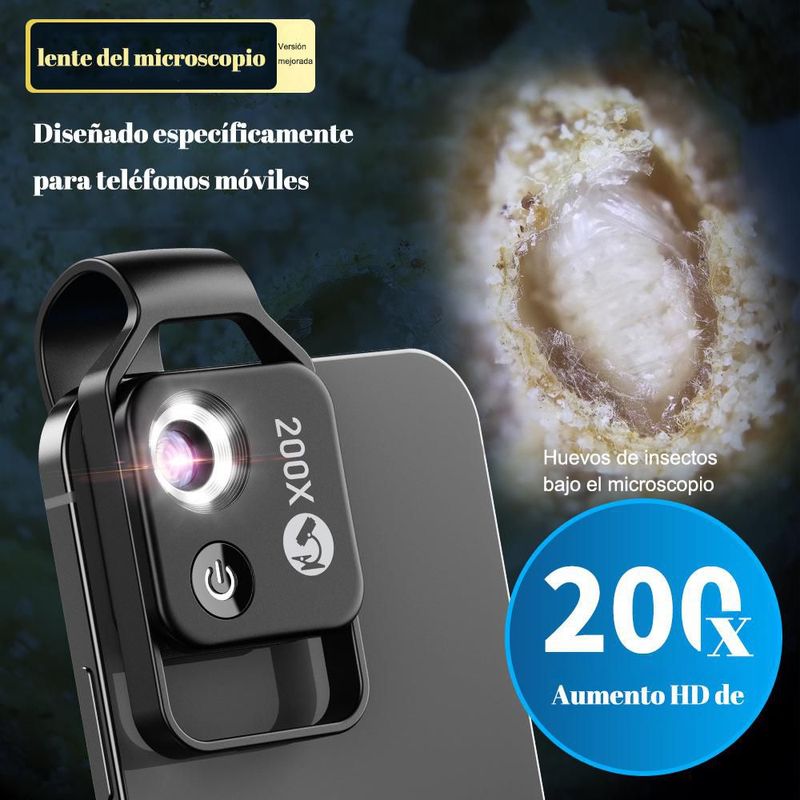 Microscopio para teléfono móvil, portátil, lupa de alta definición 200X.HOGAWAY