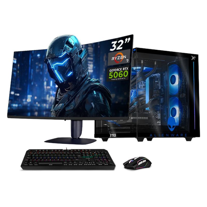 Xtreme pc alienware rtx 5060 ryzen 7 32gb ssd 1tb monitor 32