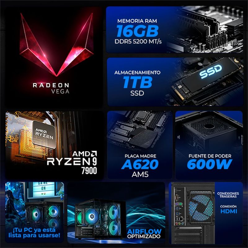 Xtreme pc radeon 780m ryzen 9 16gb ddr5 ssd 1tb monitor 27