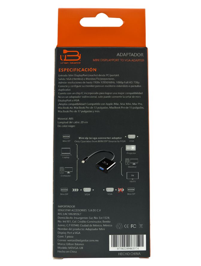 Adaptador Mini DisplayPort a VGA Urban Balance