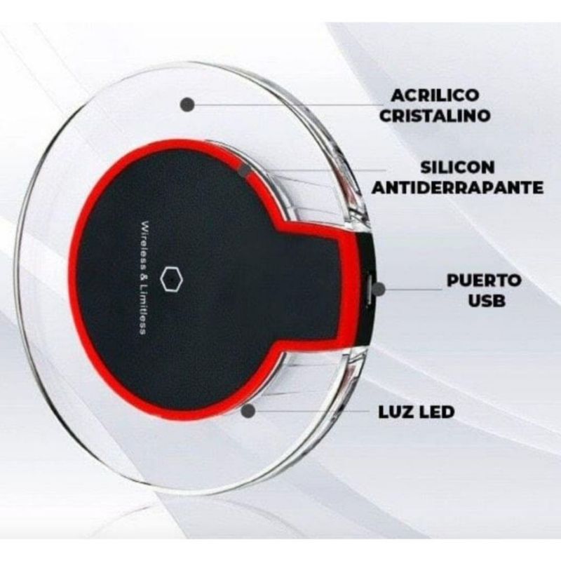 Cargador Inalámbrico carga rápida transparente