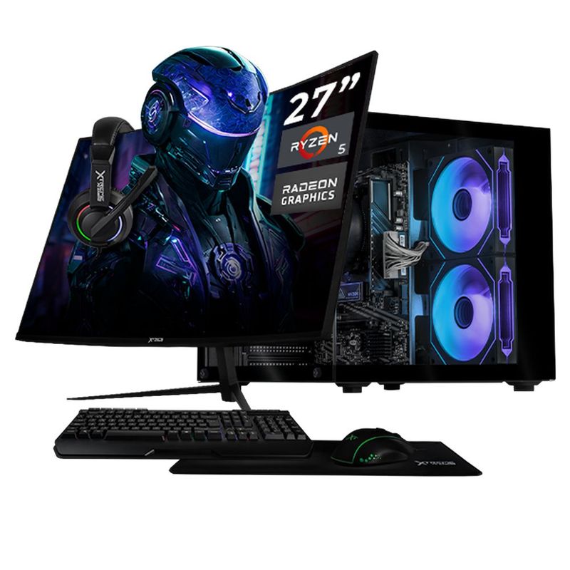 Xtreme pc radeon vega ryzen 5 16gb ssd 1tb monitor 27 black
