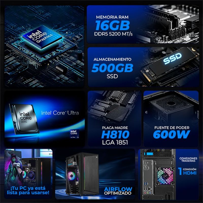 Xtreme pc ia ready core ultra 5 16gb 500gb monitor 23.8 bk
