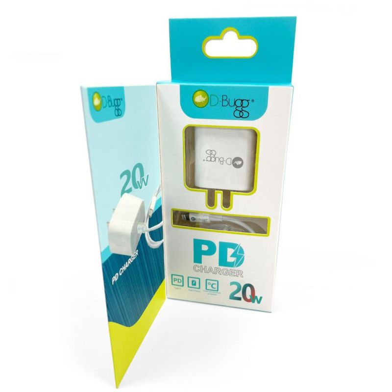 Cargador de Pared 20w Con Cable Tipo C Lightning D-bugg