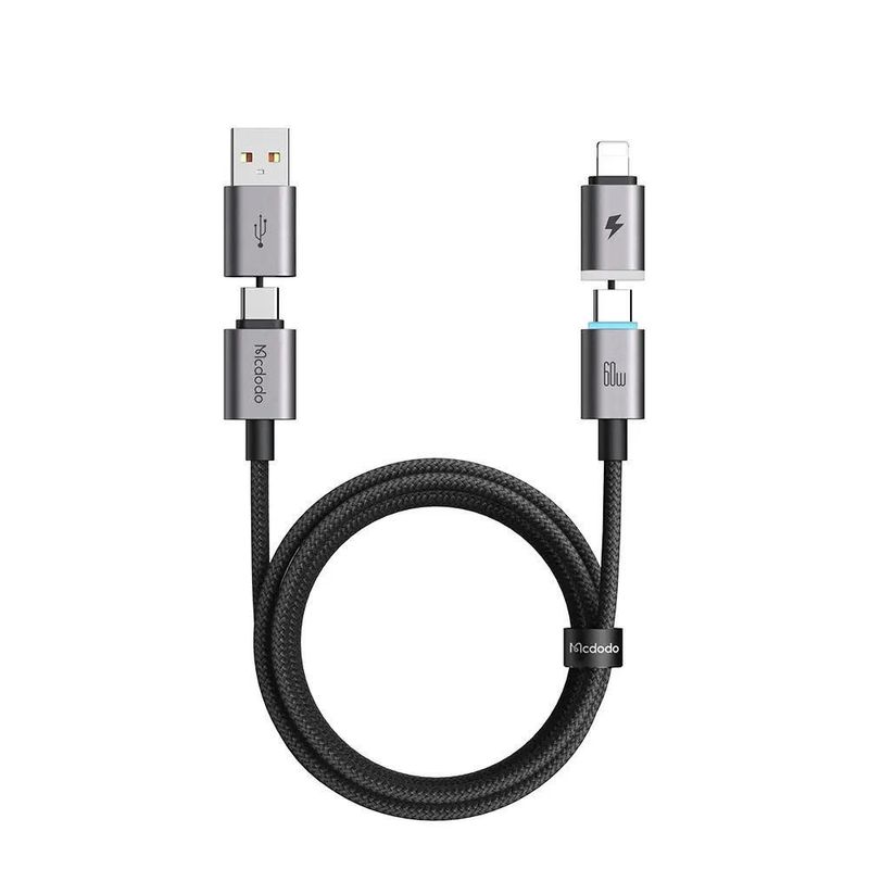Cable de Carga 4 en 1 Mcdodo Magnético USB-C, USB-A y Lightning 1.2m