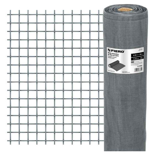 Malla mosquitera, fibra de vidrio, gris, 0.90 x 30 m Fiero