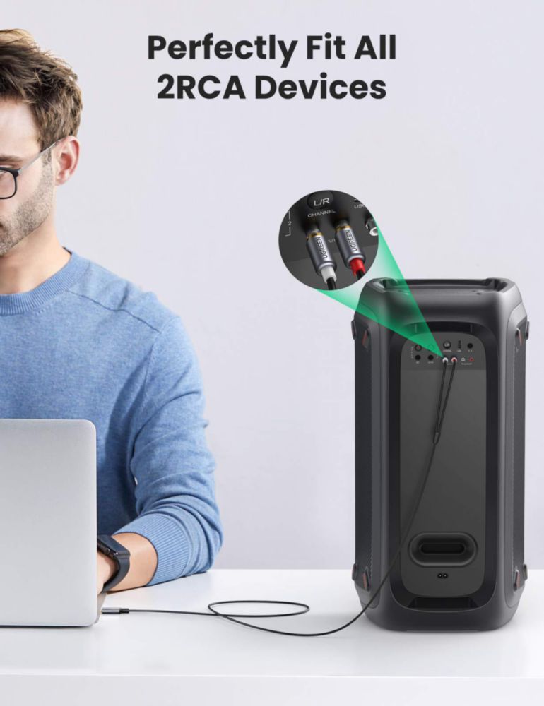 Cable de audio USB C a RCA UGREEN tipo C a 2RCA macho de 15 m