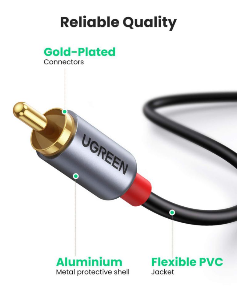 Cable de audio USB C a RCA UGREEN tipo C a 2RCA macho de 15 m