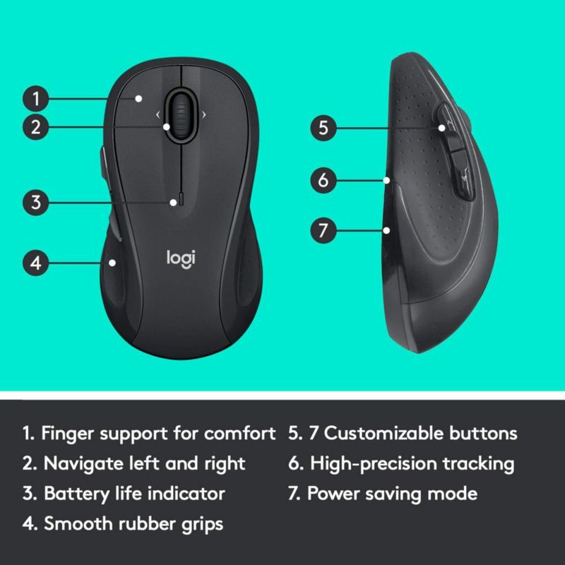 Ratón de ordenador inalámbrico Logitech M510 para PC - Grafito