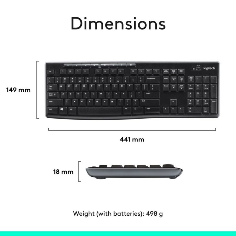Combo de teclado y ratón inalámbricos Logitech MK270 negro
