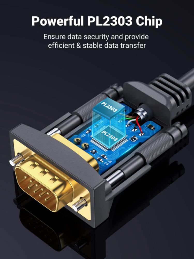Adaptador USB a serie UGREEN DB9 macho de 9 pines para Windows Mac de 3 pies