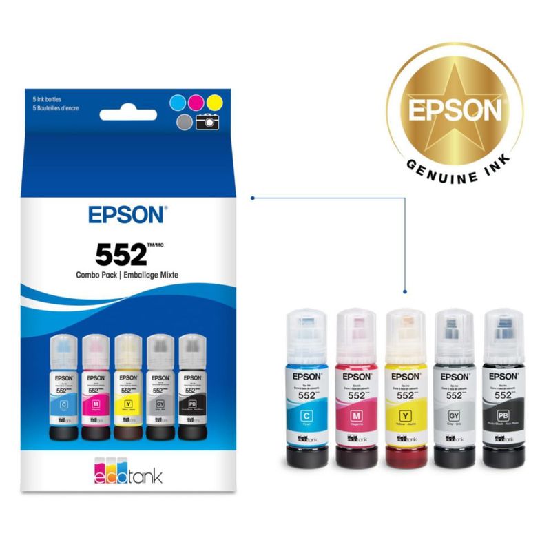 Paquete combinado de botellas de tinta Epson 552 EcoTank T552920-S 5 colores