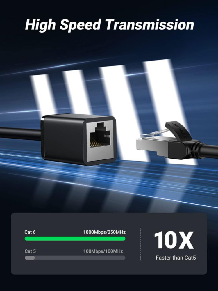 Cable de extensión Ethernet UGREEN Cat6 LAN de 3 m macho a hembra