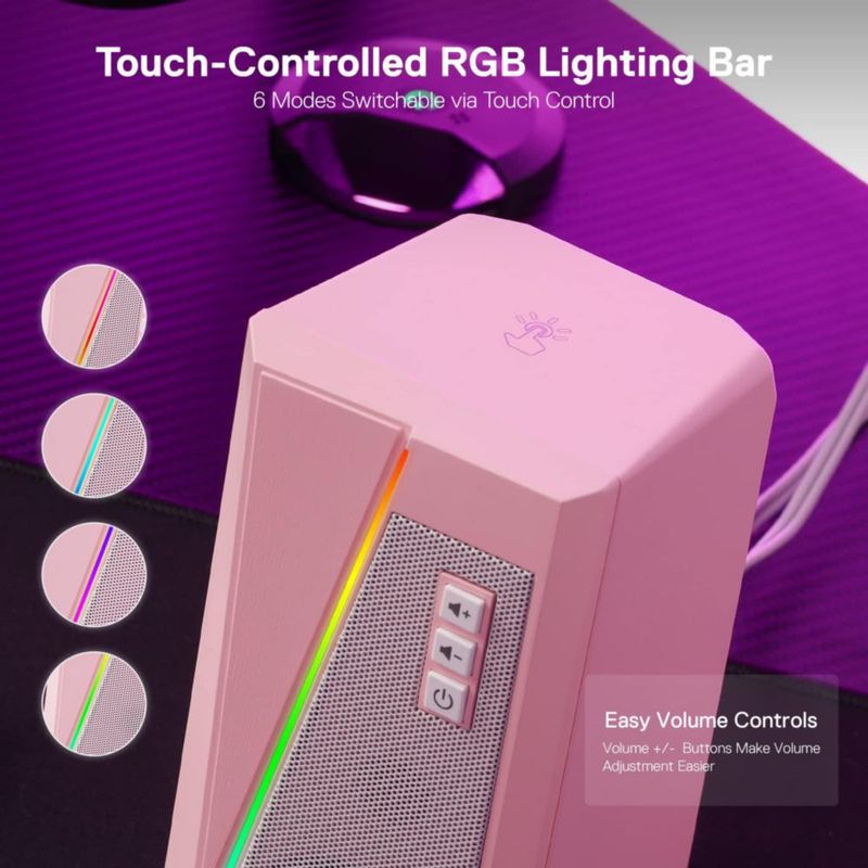 Altavoces de sobremesa Redragon GS520 RGB 2.0 Canal USB Rosa