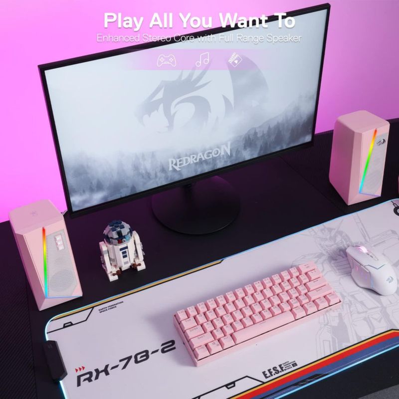 Altavoces de sobremesa Redragon GS520 RGB 2.0 Canal USB Rosa