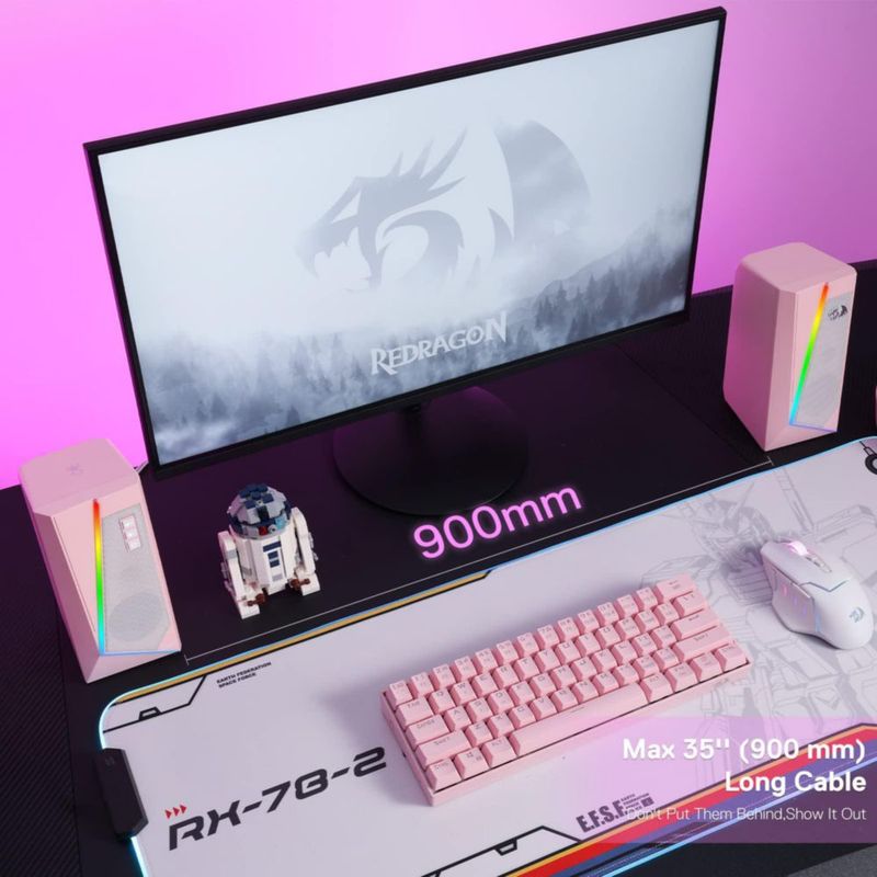 Altavoces de sobremesa Redragon GS520 RGB 2.0 Canal USB Rosa