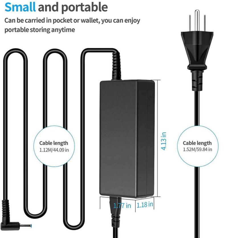 Cargador portátil ROLADA 45W 19.5V 2.31A para HP Stream 11 13 14