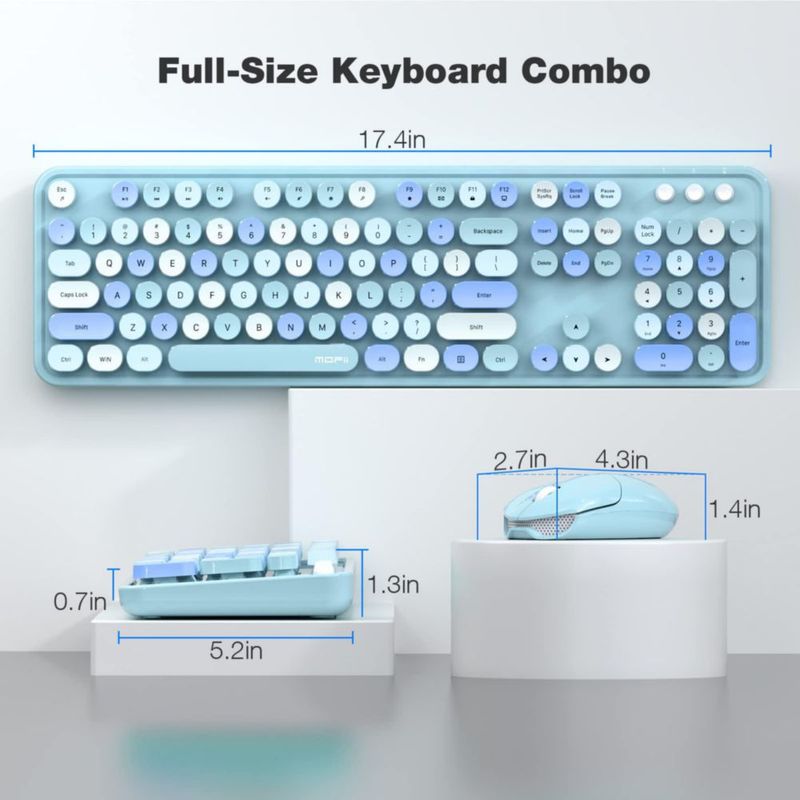 Combo de teclado y ratón MOFII inalámbrico azul retro azul