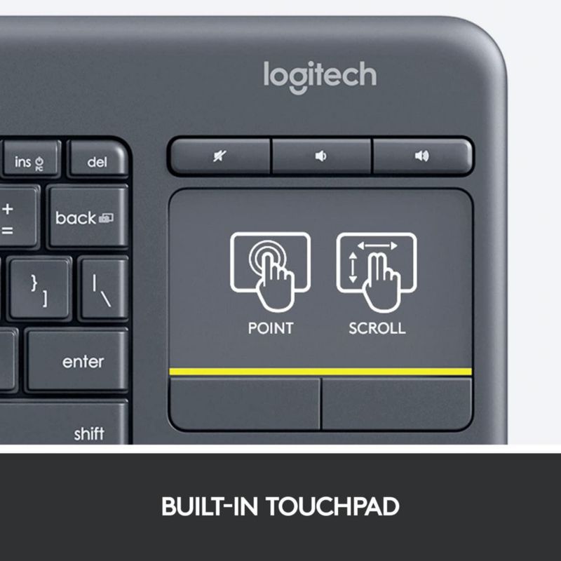 Teclado HTPC Logitech K400 Plus Wireless Touch Negro