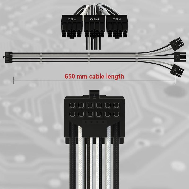 Cable de alimentación LINKUP AVA 600 W PCIE 5.0 16 pines (12+4) 70 cm negro