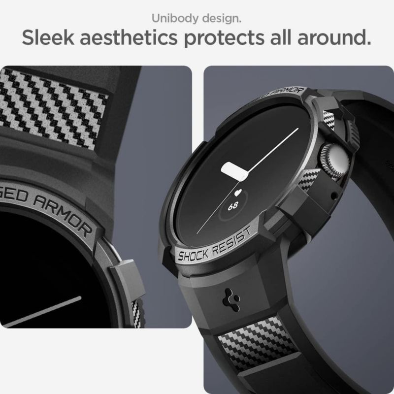 Funda con correa para Google Pixel Watch 3 Spigen Rugged Armor Pro de 41 mm color negro