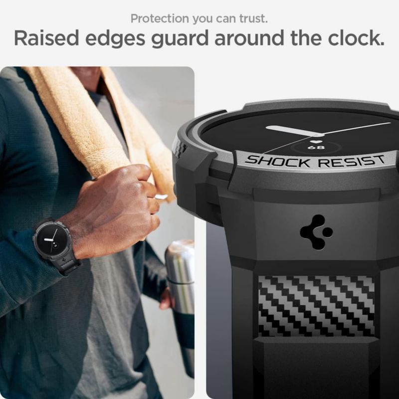 Funda con correa para Google Pixel Watch 3 Spigen Rugged Armor Pro de 41 mm color negro