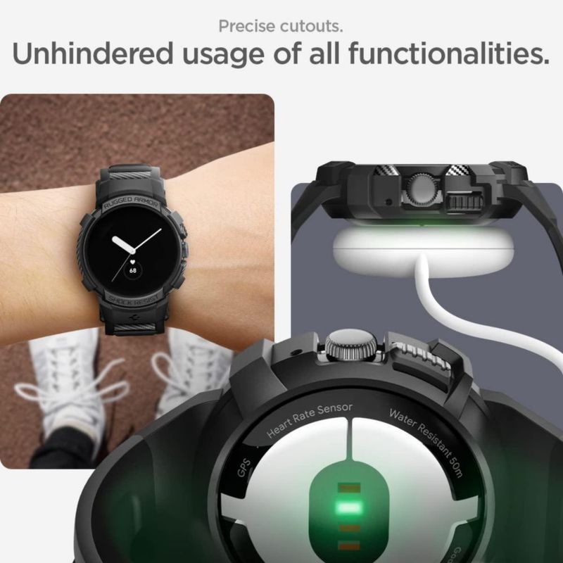 Funda con correa para Google Pixel Watch 3 Spigen Rugged Armor Pro de 41 mm color negro