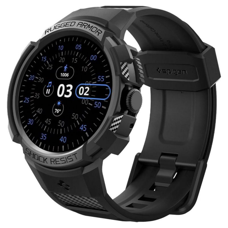 Funda con correa para Google Pixel Watch 3 Spigen Rugged Armor Pro de 41 mm color negro