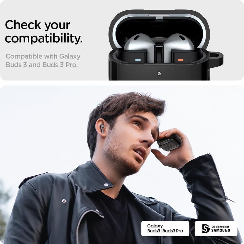 Funda protectora Spigen Rugged Armor para Samsung Galaxy Buds3 Pro y Galaxy Buds 3 (2024)