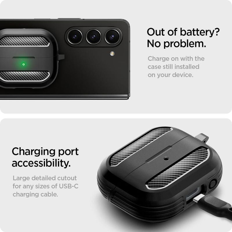 Funda protectora Spigen Rugged Armor para Samsung Galaxy Buds3 Pro y Galaxy Buds 3 (2024)