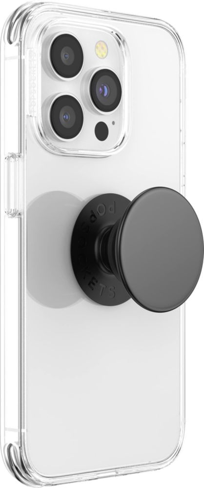 Empuñadura para teléfono con soporte PopSockets de aluminio negro