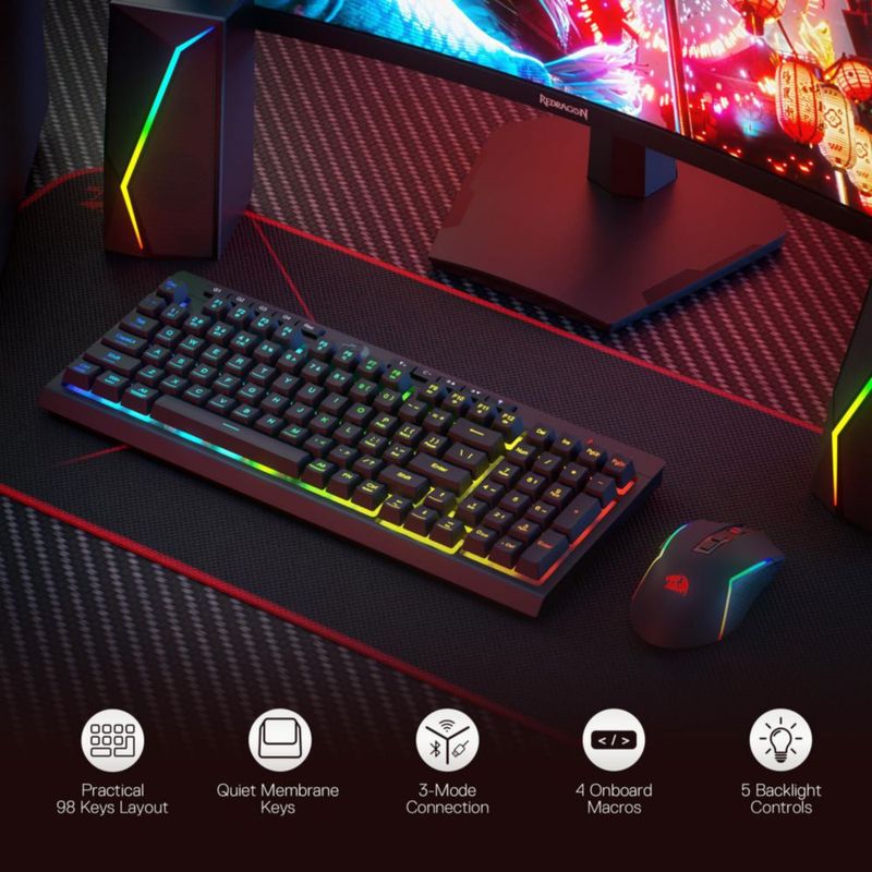 Combo inalámbrico de teclado y ratón para juegos Redragon S142