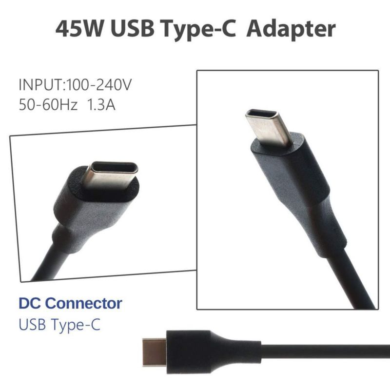 Cargador USB C de 45 W tipo C para HP Chromebook 11 11A 13 14 G5