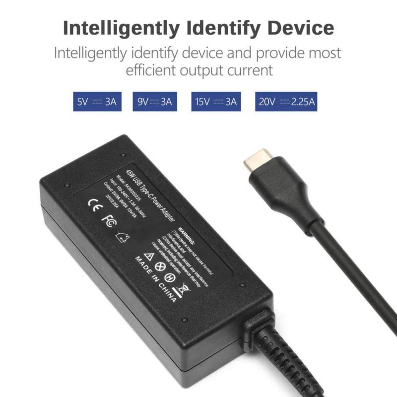 Cargador USB C de 45 W tipo C para HP Chromebook 11 11A 13 14 G5